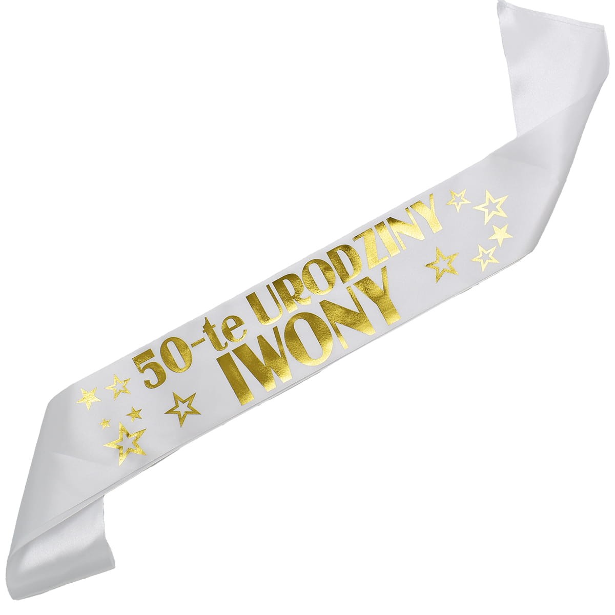 Biała szarfa 50-te urodziny + imię