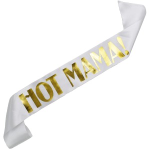Hot Mama - biała szarfa ze złotym nadrukiem