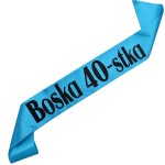 Boska 40-stka turkusowa szarfa z czarnym nadrukiem