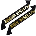 Zestaw czarnych szarf Król i Królowa Wesela