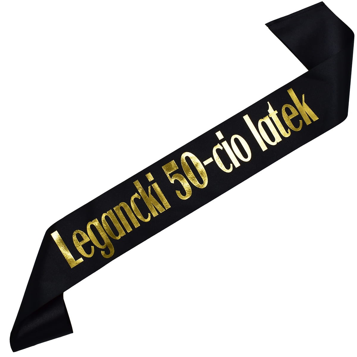 legancki 50-cio latek czarna szarfa ze złotym nadrukiem