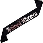 Królowa Wieczoru - czarna szarfa z nadrukiem różowozłotym