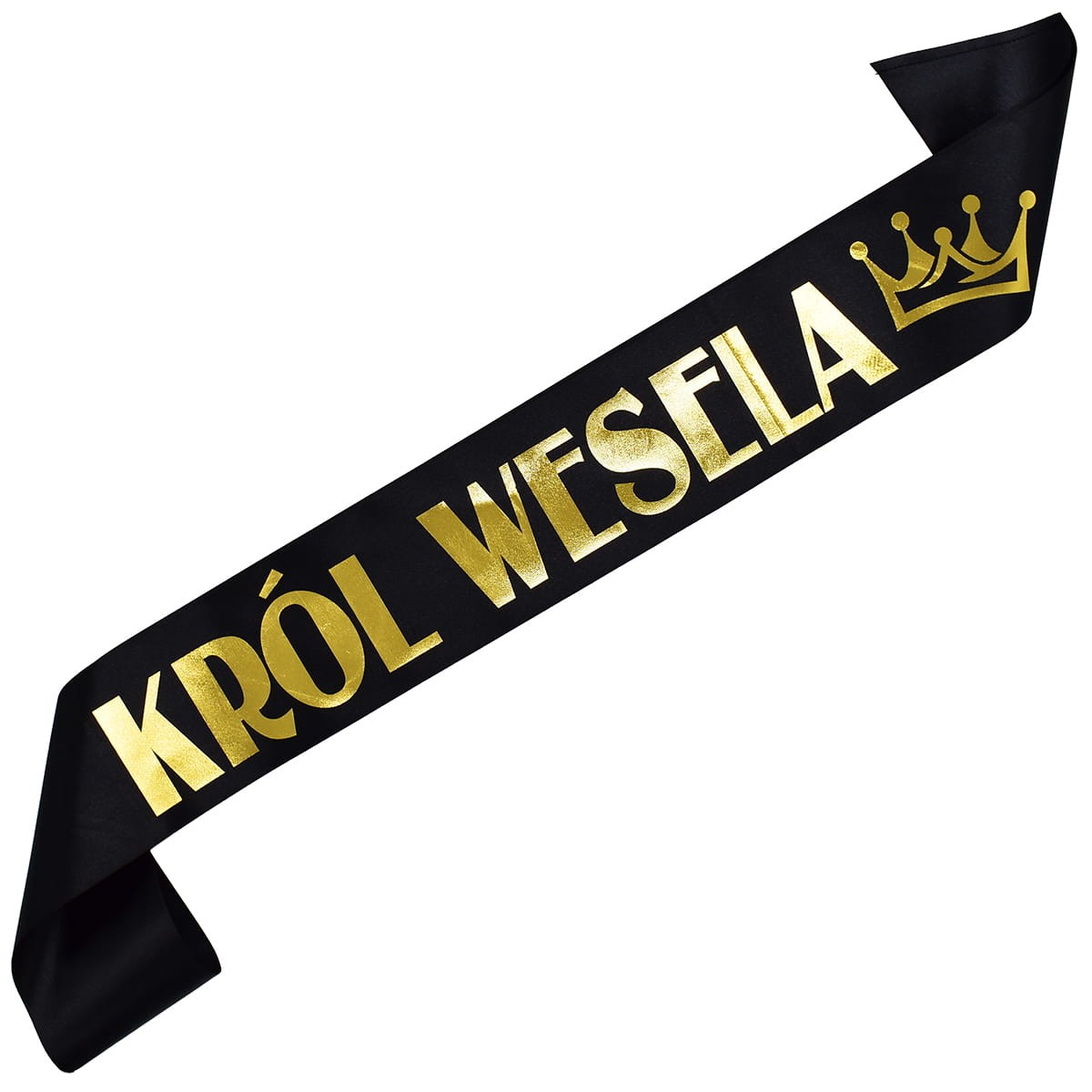 król wesela czarna szarfa ze złotym nadrukiem
