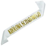 Królowa Schabowego - biała szarfa ze złotym nadrukiem