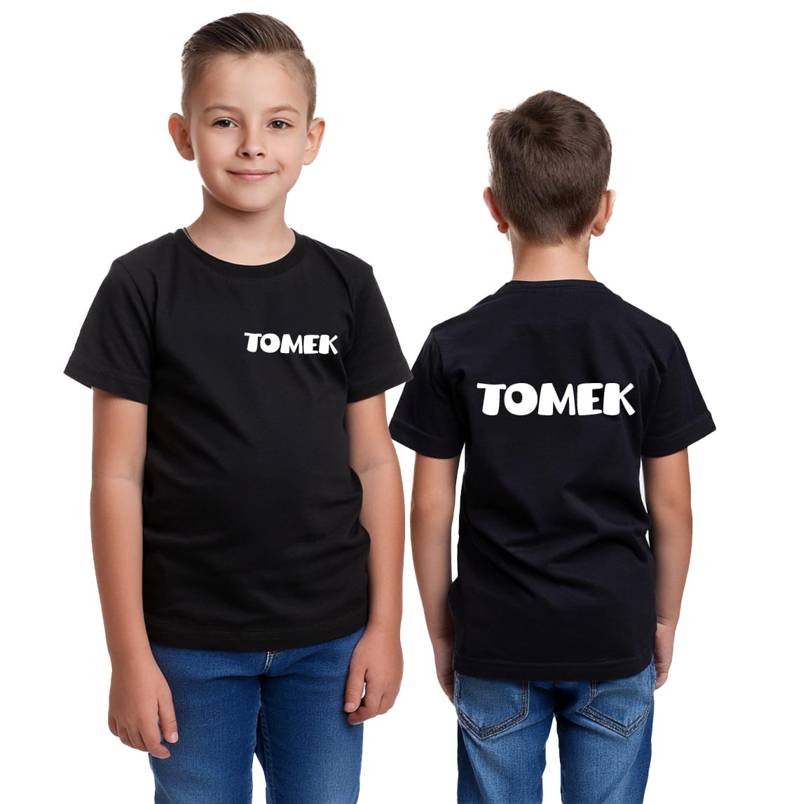 Koszulka z imieniem dziecka - czarna - nadruk obustronny