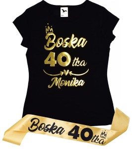 Koszulka z dowolnym imieniem + złota szarfa Boska 40tka