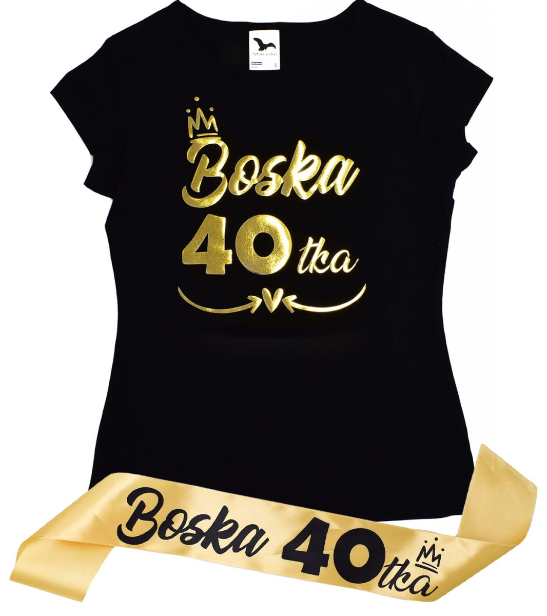 Zestaw urodzinowy koszulka i złota szarfa Boska 40tka