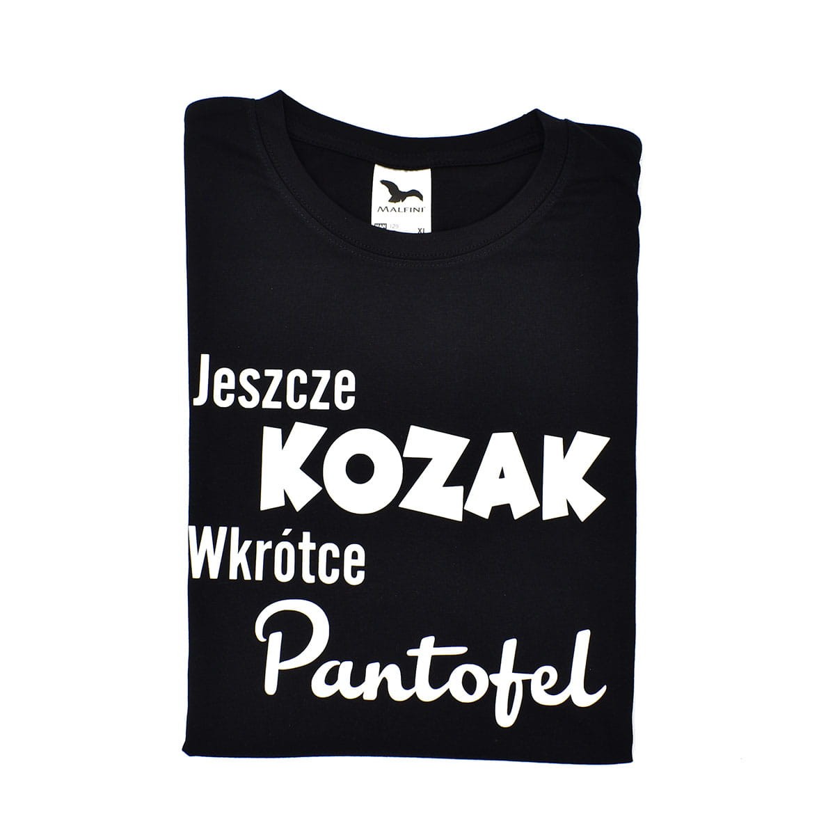 Czarna koszulka na wieczór kawalerski JESZCZE KOZAK WKRÓTCE PANTOFEL, super pomysł na prezent