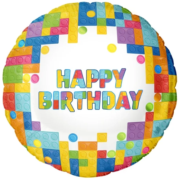 Balon foliowy Happy Birthday Klocki 45cm