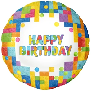 Balon foliowy Happy Birthday Klocki 45cm