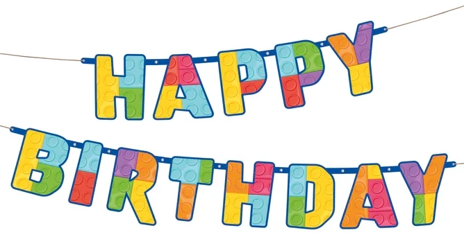 Baner Happy Birthday Klocki 180x16cm