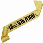 18-tka + imię - złota szarfa z czarnym nadrukiem