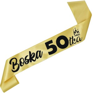 Boska 50-tka – złota szarfa z czarnym nadrukiem