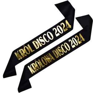 Zestaw czarnych szarf Król i Królowa DISCO