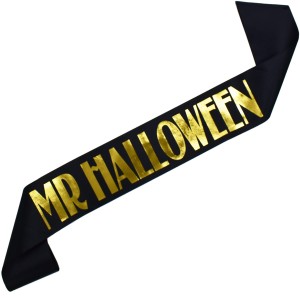Mr Halloween - czarna szarfa ze złotym nadrukiem