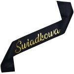 Świadkowa - czarna szarfa ze złotym napisem