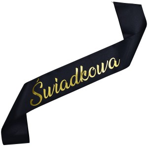 Świadkowa - czarna szarfa ze złotym napisem
