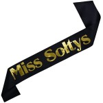 Miss Sołtys - czarna szarfa ze złotym nadrukiem