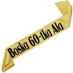Boska 60-tka+ imię - złota szarfa z czarnym nadrukiem