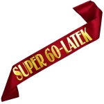 Super 60-latek - bordowa szarf ze złotym nadrukiem