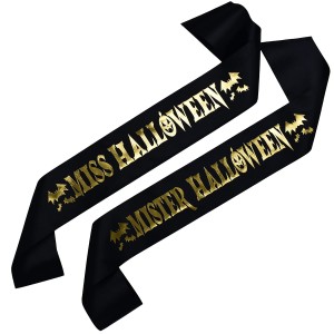 Zestaw czarnych szarf Miss i Mister Halloween