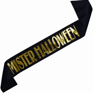 Mister Halloween - czarna szarfa ze złotym nadrukiem
