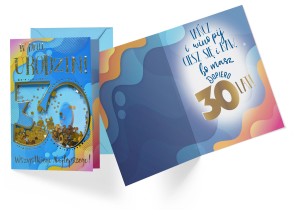 Karnet Konfetti Urodziny 30 (cyfry, męskie)