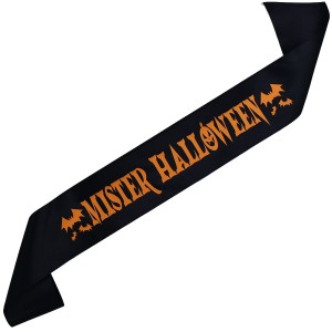 Mister Halloween - czarna szarfa z pomarańczowym nadrukiem