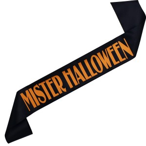 Mister Halloween - czarna szarfa z pomarańczowym nadrukiem