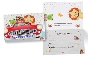 Zaproszenie Samochodzik zwierzaki