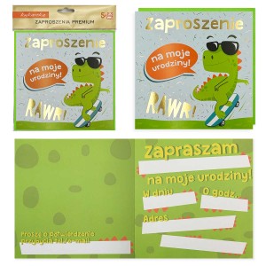 Zaproszenie Urodziny (dinozaur)
