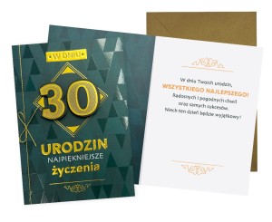 Karnet Urodziny 30 (cyfry, męskie)