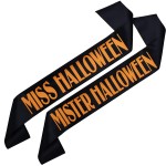 Zestaw szarf na Halloween - Miss i Mister  - pomarańczowy nadruk