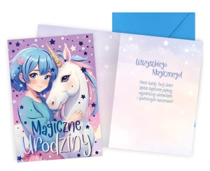 Karnet Urodziny (anime, dziewczęce, jednorożec)