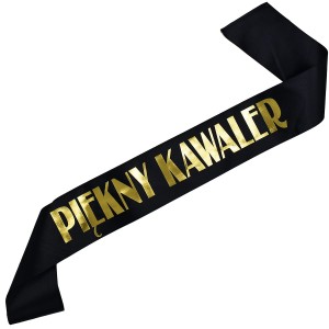 Piękny Kawaler  - czarna szarfa ze złotym nadrukiem