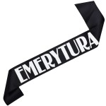 Emerytura - czarna szarfa z białym nadrukiem