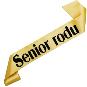 Senior Rodu - złota szarfa z czarnym nadrukiem