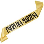 Emerytka + imię - złota szarfa z czarnym nadrukiem