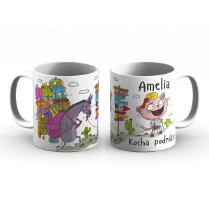Kubek z imieniem - Amelia kocha podróże