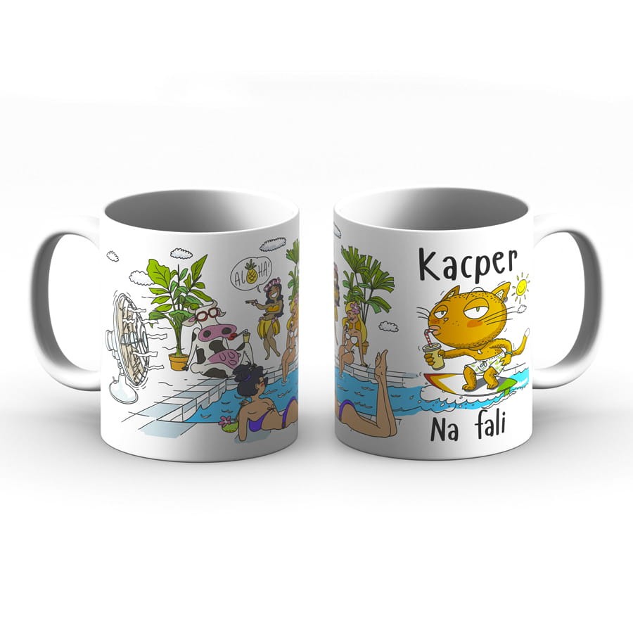 Kubek z imieniem - Kacper na fali