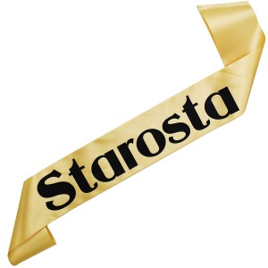 Starosta - złota szarfa z czarnym nadrukiem