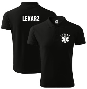 Koszulka Polo Lekarz + eskulap - czarna