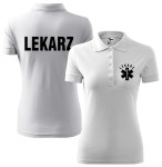 Koszulka Polo Lekarz + eskulap - biała - damska