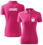 Koszulka Polo Lekarz + eskulap - różowa - damska