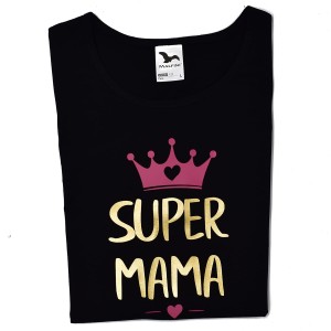 Koszulka SUPER MAMA ze złotymi literami