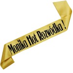 Hot Rozwódka + imię - złota szarfa z czarnym nadrukiem