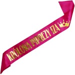 Królowa Imprezy - różowa szarfa ze złotym nadrukiem 