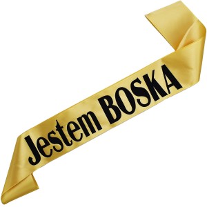 Jestem Boska  - złota szarfa z czarnym nadrukiem