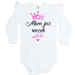 Body z falbanką Mam już roczek + imię - fuksja