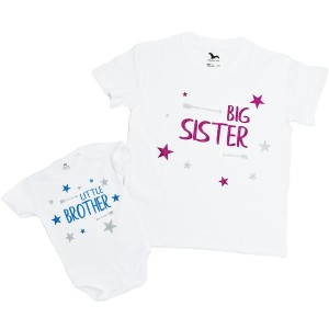 Zestaw koszulek - BIG SISTER  i LITTLE BROTHER